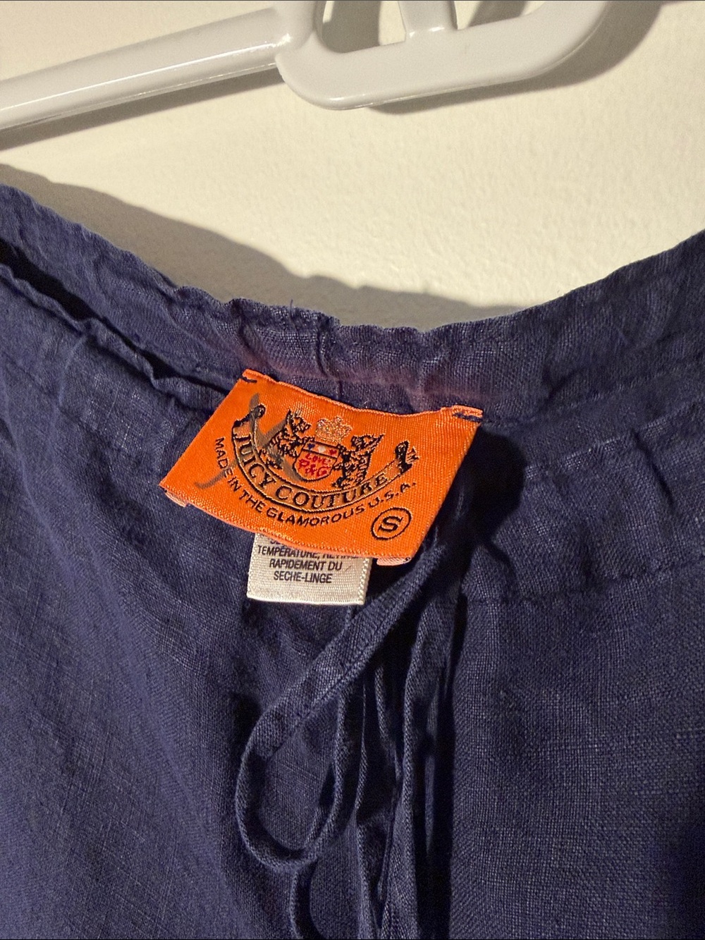 Vintage Juicy Couture Navy Drawstring Linen Pants - sz. S - Picture 2 of 4